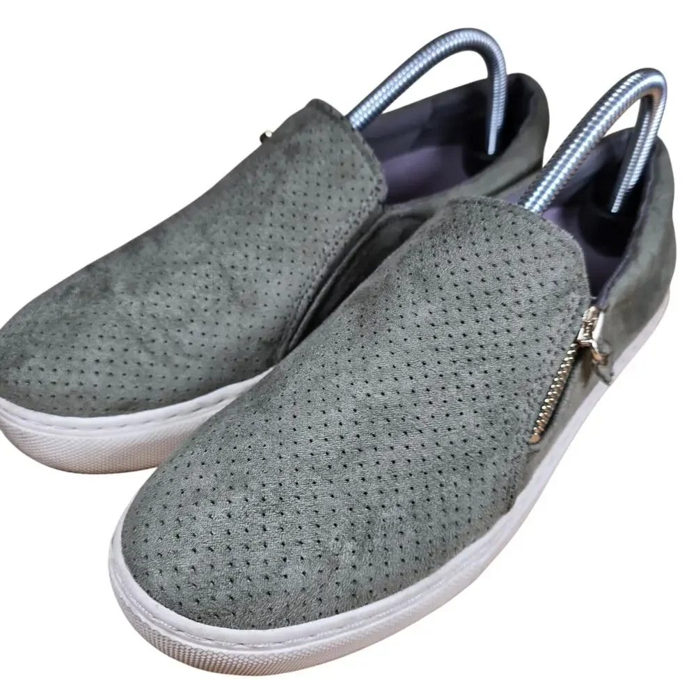 Dr. Scholl's Shoes Womens Casual Gold Zipper No Chill Sneaker Green Size 9.5